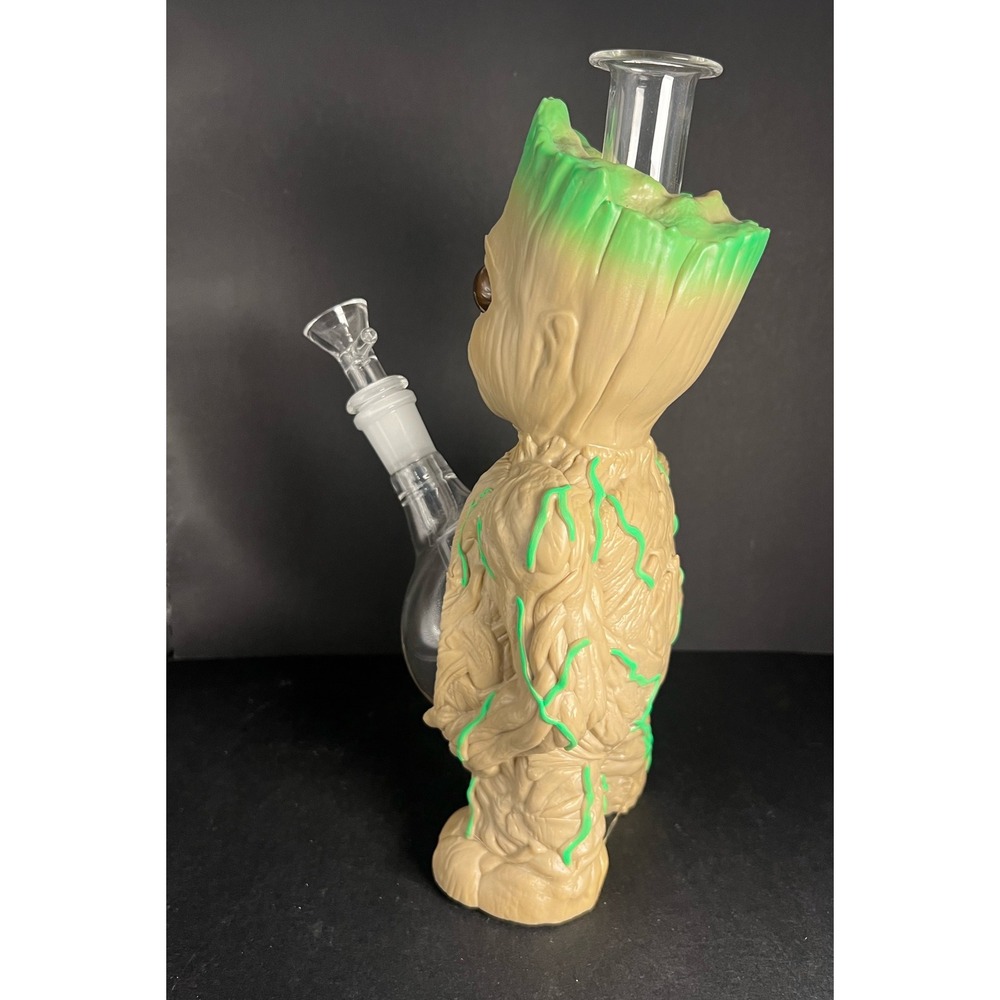 11" Groot Silicone Water Pipe Durable Glass Bowl Tobacco Smoking Bong - Picture 6 of 7